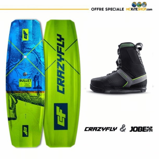 Pack Wakeboard pour Cablepark Crazyfly Bullet + Chausses wake Jobe Charge