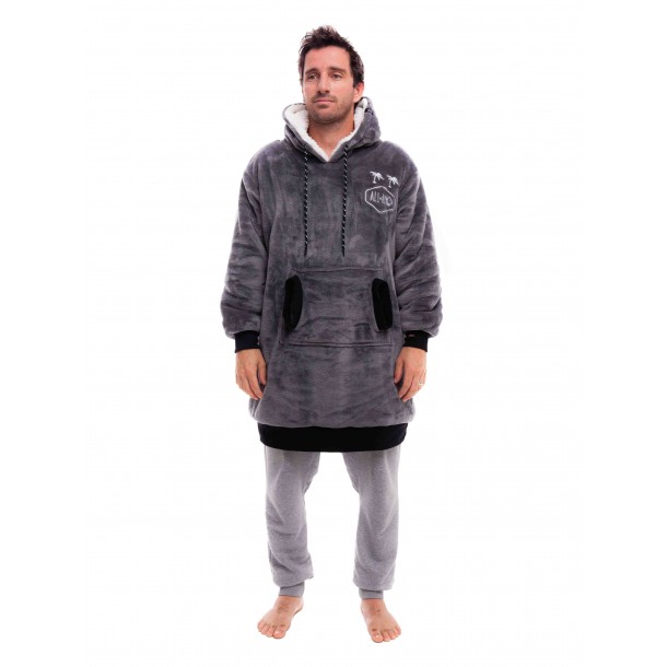 Poncho Plaid 100% recyclé All-In Charcoal