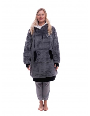 Poncho Plaid 100% recyclé All-In Charcoal