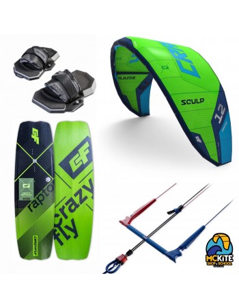 Pack Kitesurf Crazyfly Sculp 2025 + Planche de kitesurf Full carbone Crazyfly Raptor LTD Neon 2022