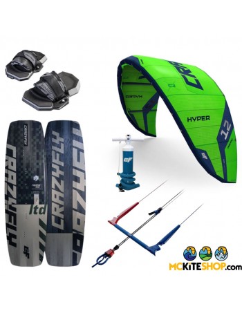 Pack Kitesurf Crazyfly Hyper 2024 + Planche de kitesurf Full carbone Crazyfly Raptor LTD 2024