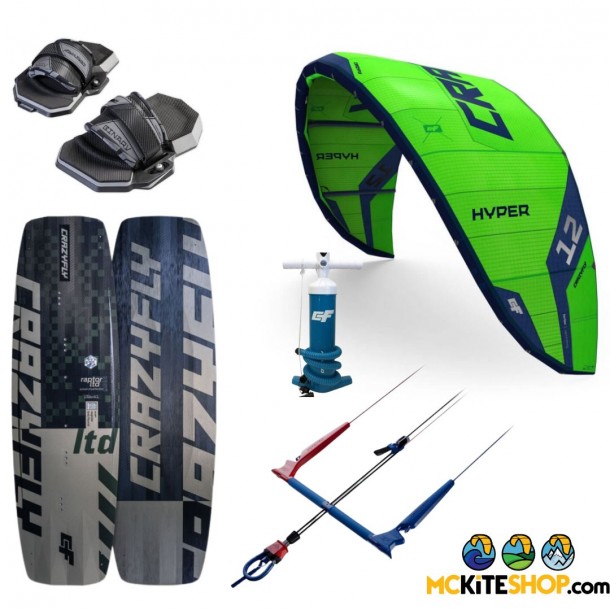 Pack Kitesurf Crazyfly Hyper 2024 + Planche de kitesurf Full carbone Crazyfly Raptor LTD 2024