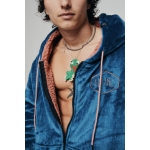 Veste Poncho Plaid Zippé 100% recyclé All-In Bleu Ocean