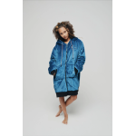 Veste Poncho Plaid Zippé 100% recyclé All-In Bleu Ocean