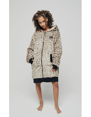 Veste Poncho Plaid Zippé 100% recyclé All-In Leopard