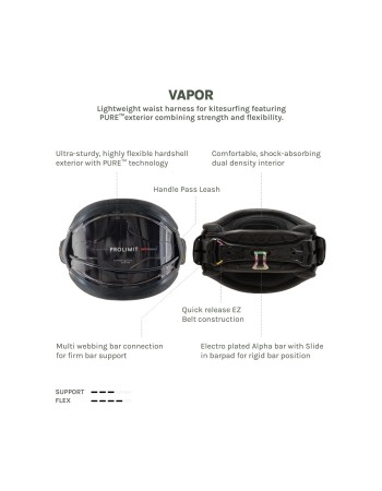 Harnais Ceinture Rigide Kitesurf Prolimit Vapor Black