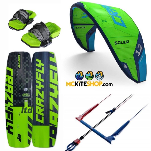 Pack Kitesurf Crazyfly Sculp 2025 + Planche de kitesurf Full carbone Crazyfly Raptor LTD Neon 2024