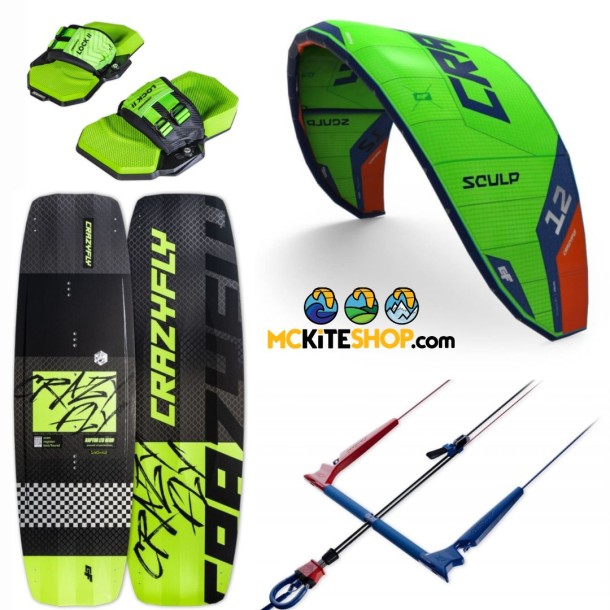 Pack Kitesurf Crazyfly Sculp 2026 + Planche de kitesurf Full carbone Crazyfly Raptor LTD Neon 2026
